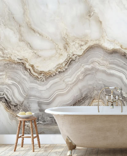 Tapeten-Wandbild aus weißem und grauem Marmor namens Elegant White and Grey Marble für Badezimmer und Küchen Tapeten-Wandbild aus weißem und grauem Marmor namens Elegant White and Grey Marble für Badezimmer und Küchen