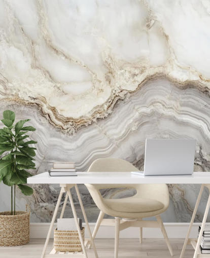 Tapeten-Wandbild aus weißem und grauem Marmor namens Elegant White and Grey Marble für Badezimmer und Küchen