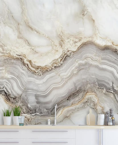 mural de papel de parede de mármore branco e cinza chamado Elegant White and Grey Marble para banheiros e cozinhas mural de papel de parede de mármore branco e cinza chamado Elegant White and Grey Marble para banheiros e cozinhas