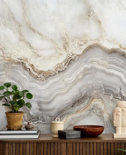 carta da parati murale in marmo bianco e grigio chiamata Elegant White and Grey Marble per bagni e cucine