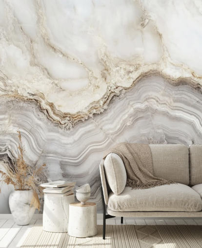 papier peint mural en marbre blanc et gris appelé Elegant White and Grey Marble pour les salles de bain et les cuisines