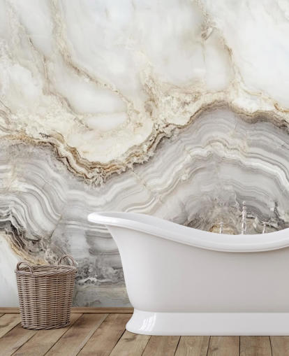 papier peint mural en marbre blanc et gris appelé Elegant White and Grey Marble pour les salles de bain et les cuisines