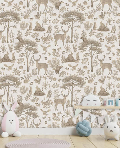 papier peint mural blanc pour enfants appelé Vintage White Fantastic Forest par Kikki Belle pour chambres d'enfants papier peint mural blanc pour enfants appelé Vintage White Fantastic Forest par Kikki Belle pour chambres d'enfants