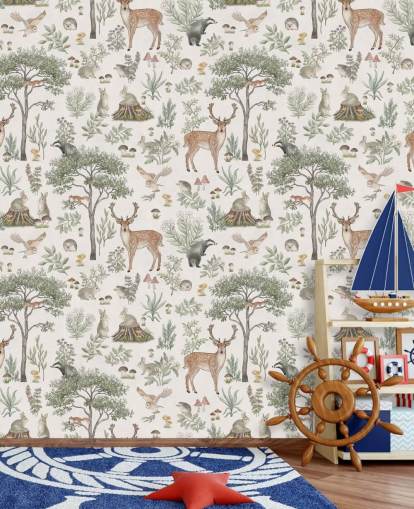 carta da parati murale bianca per bambini chiamata White Fantastic Forest di Kikki Belle per un asilo nido o una camera da letto per bambini carta da parati murale bianca per bambini chiamata White Fantastic Forest di Kikki Belle per un asilo nido o una camera da letto per bambini