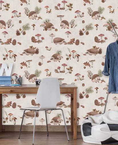 mural de papel de parede de ouriço infantil chamado Happy Hedgehogs de Kikki Belle para quartos infantis e creches mural de papel de parede de ouriço infantil chamado Happy Hedgehogs de Kikki Belle para quartos infantis e creches