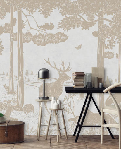 white forest wall mural called Monochrome Forest - Vintage White by Kikki Belle for children's bedrooms white forest wall mural called Monochrome Forest - Vintage White by Kikki Belle for children's bedrooms