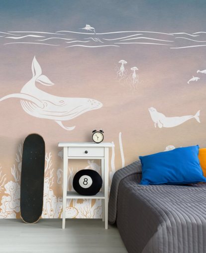 papier peint mural monochrome rose et aqua pour enfants appelé Monochrome Sea - Pink Aqua de Kikki Belle pour les crèches papier peint mural monochrome rose et aqua pour enfants appelé Monochrome Sea - Pink Aqua de Kikki Belle pour les crèches