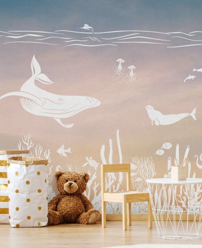 papier peint mural monochrome rose et aqua pour enfants appelé Monochrome Sea - Pink Aqua de Kikki Belle pour les crèches papier peint mural monochrome rose et aqua pour enfants appelé Monochrome Sea - Pink Aqua de Kikki Belle pour les crèches