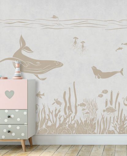 vit havstapet kallad Monochrome Sea - Vintage White av Kikki Belle för barnens sovrum och plantskolor vit havstapet kallad Monochrome Sea - Vintage White av Kikki Belle för barnens sovrum och plantskolor