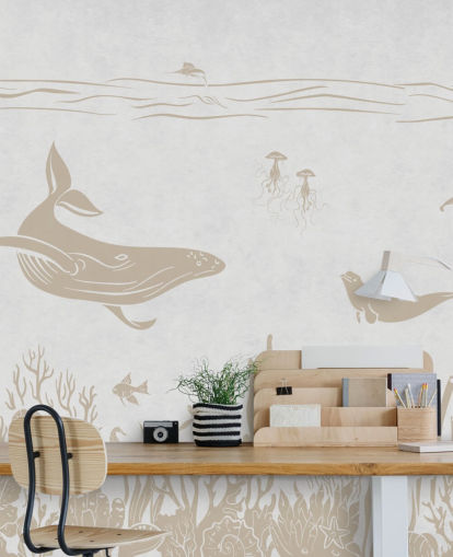 white ocean wallpaper called Monochrome Sea - Vintage White by Kikki Belle for kids bedrooms and nurseries white ocean wallpaper called Monochrome Sea - Vintage White by Kikki Belle for kids bedrooms and nurseries