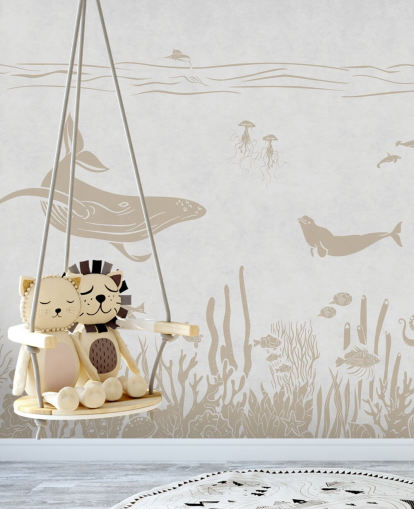 papel pintado blanco con forma de océano llamado Monochrome Sea - Vintage White de Kikki Belle para dormitorios infantiles y guarderías papel pintado blanco con forma de océano llamado Monochrome Sea - Vintage White de Kikki Belle para dormitorios infantiles y guarderías