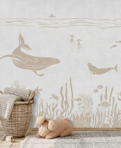 valkoinen valtameren taustakuva nimeltä Monochrome Sea - Vintage White by Kikki Belle lasten makuuhuoneisiin ja lastentarhoihin valkoinen valtameren taustakuva nimeltä Monochrome Sea - Vintage White by Kikki Belle lasten makuuhuoneisiin ja lastentarhoihin