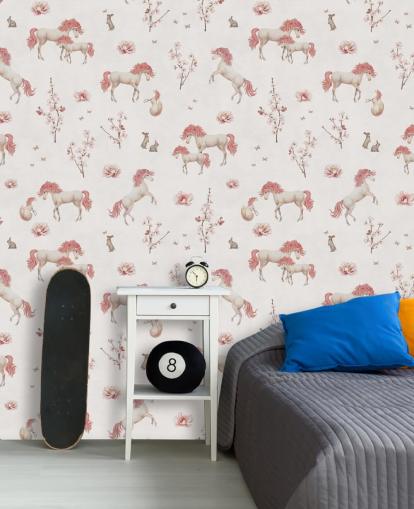 white unicorn wallpaper mural called White Unique Unicorn by Kikki Belle for children's bedrooms and nurseries white unicorn wallpaper mural called White Unique Unicorn by Kikki Belle for children's bedrooms and nurseries