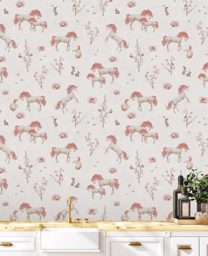 white unicorn wallpaper mural called White Unique Unicorn by Kikki Belle for children's bedrooms and nurseries white unicorn wallpaper mural called White Unique Unicorn by Kikki Belle for children's bedrooms and nurseries