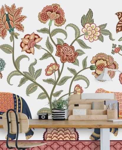 white and brown chinoiserie wallpaper mural called Walking Indian Elephants for bedrooms, living rooms and dining rooms white and brown chinoiserie wallpaper mural called Walking Indian Elephants for bedrooms, living rooms and dining rooms