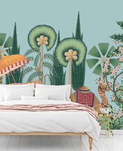 Chinoiserie-Tapetenwandbild namens Chinoiserie Animal Parade für Schlafzimmer, Wohnzimmer und Flure Chinoiserie-Tapetenwandbild namens Chinoiserie Animal Parade für Schlafzimmer, Wohnzimmer und Flure