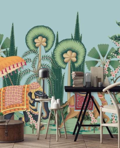 chinoiserie wallpaper mural called Chinoiserie Animal Parade for bedrooms, living rooms and hallways chinoiserie wallpaper mural called Chinoiserie Animal Parade for bedrooms, living rooms and hallways