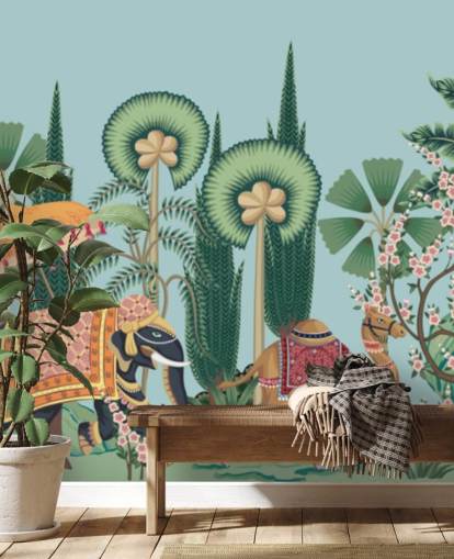 mural de papel pintado de estilo chinoiserie llamado Chinoiserie Animal Parade para dormitorios, salas de estar y pasillos mural de papel pintado de estilo chinoiserie llamado Chinoiserie Animal Parade para dormitorios, salas de estar y pasillos