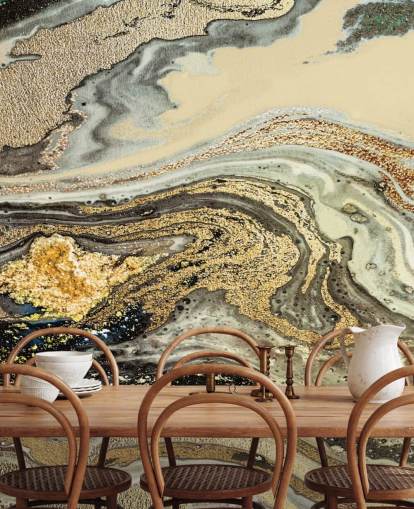 golden brown marble wallpaper mural called Golden Brown Agate Marble by Lara Skinner for living rooms and dining rooms