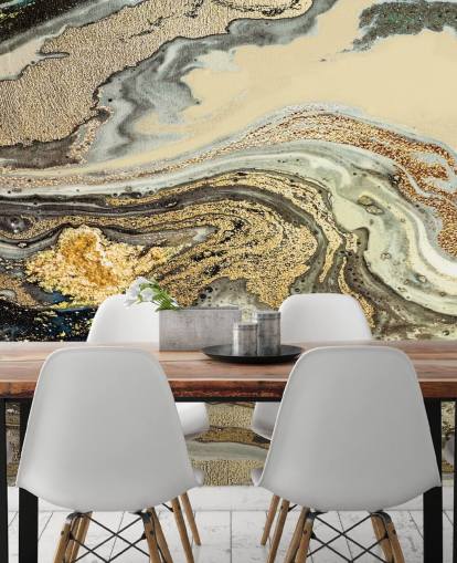 Tapeten-Wandbild aus goldbraunem Marmor namens Golden Brown Agate Marble von Lara Skinner für Wohn- und Esszimmer Tapeten-Wandbild aus goldbraunem Marmor namens Golden Brown Agate Marble von Lara Skinner für Wohn- und Esszimmer