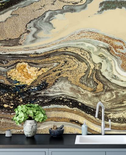 mural de papel de parede de mármore marrom dourado chamado Golden Brown Agate Marble de Lara Skinner para salas de estar e salas de jantar mural de papel de parede de mármore marrom dourado chamado Golden Brown Agate Marble de Lara Skinner para salas de estar e salas de jantar