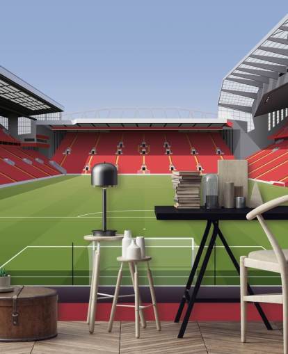 red and green football stadium wallpaper mural called Anfield Football Stadium by Matthew J I Wood Design & Illustration for child's bedroom red and green football stadium wallpaper mural called Anfield Football Stadium by Matthew J I Wood Design & Illustration for child's bedroom