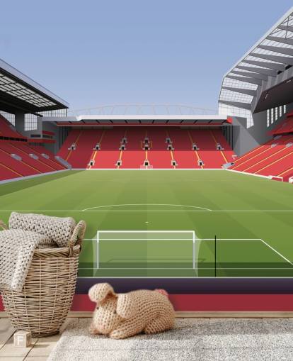 red and green football stadium wallpaper mural called Anfield Football Stadium by Matthew J I Wood Design & Illustration for child's bedroom red and green football stadium wallpaper mural called Anfield Football Stadium by Matthew J I Wood Design & Illustration for child's bedroom
