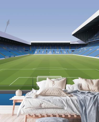 blue and green football stadium wallpaper mural called Elland Road Football Stadium for children's bedrooms and games rooms by Matthew J I Wood Design & Illustration blue and green football stadium wallpaper mural called Elland Road Football Stadium for children's bedrooms and games rooms by Matthew J I Wood Design & Illustration