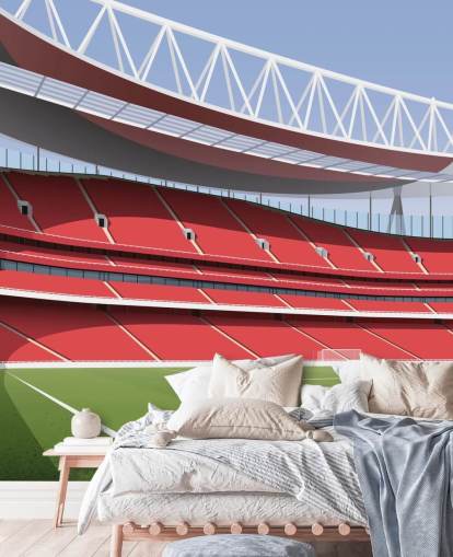 carta da parati murale con stadio di calcio rosso e verde chiamato Emirates Stadium di Matthew J I Wood Design & Illustration