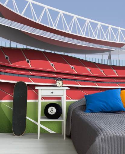 papier peint mural d'un stade de football rouge et vert appelé Emirates Stadium par Matthew J I Wood Design & Illustration