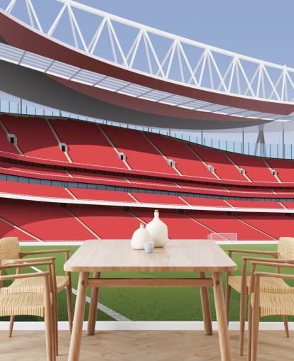 mural de papel de parede de estádio de futebol vermelho e verde chamado Emirates Stadium por Matthew J I Wood Design & Illustration mural de papel de parede de estádio de futebol vermelho e verde chamado Emirates Stadium por Matthew J I Wood Design & Illustration