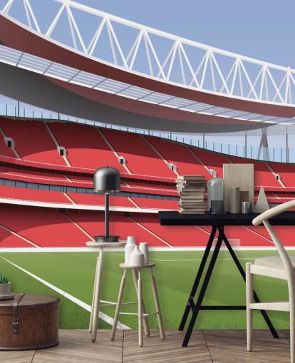 rode en groene muurschildering voor voetbalstadion genaamd Emirates Stadium door Matthew J I Wood Design & Illustration