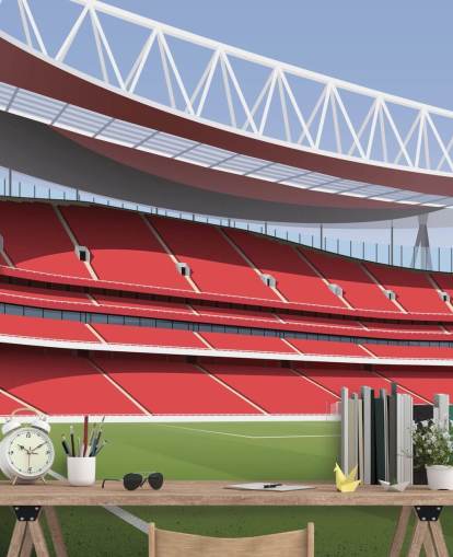 carta da parati murale con stadio di calcio rosso e verde chiamato Emirates Stadium di Matthew J I Wood Design & Illustration