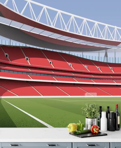 red and green football stadium wallpaper mural called Emirates Stadium by Matthew J I Wood Design & Illustration