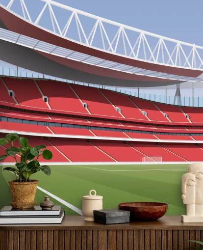 röd och grön fotbollsstadion tapetväggmålning kallad Emirates Stadium av Matthew J I Wood Design & Illustration röd och grön fotbollsstadion tapetväggmålning kallad Emirates Stadium av Matthew J I Wood Design & Illustration