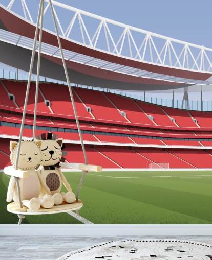 red and green football stadium wallpaper mural called Emirates Stadium by Matthew J I Wood Design & Illustration