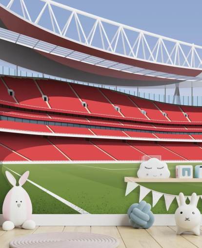 mural de papel de parede de estádio de futebol vermelho e verde chamado Emirates Stadium por Matthew J I Wood Design & Illustration mural de papel de parede de estádio de futebol vermelho e verde chamado Emirates Stadium por Matthew J I Wood Design & Illustration