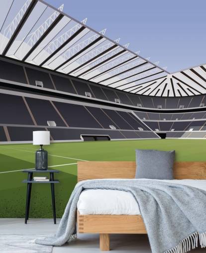svart och grön Newcastle United tapetväggmålning som heter St James' Park Football Stadium av Matthew J I Wood Design & Illustration för barnets sovrum