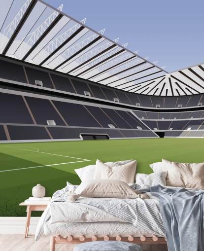 black and green newcastle united wallpaper mural called St James' Park Football Stadium by Matthew J I Wood Design & Illustration for child's bedroom