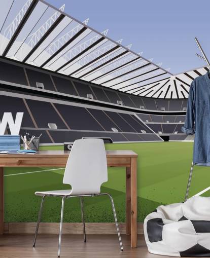 black and green newcastle united wallpaper mural called St James' Park Football Stadium by Matthew J I Wood Design & Illustration for child's bedroom