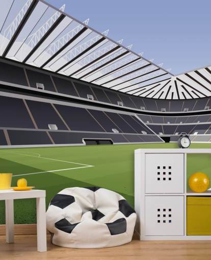 sort og grøn Newcastle United tapet vægmaleri kaldet St James' Park Football Stadium af Matthew J I Wood Design & Illustration til børns soveværelse