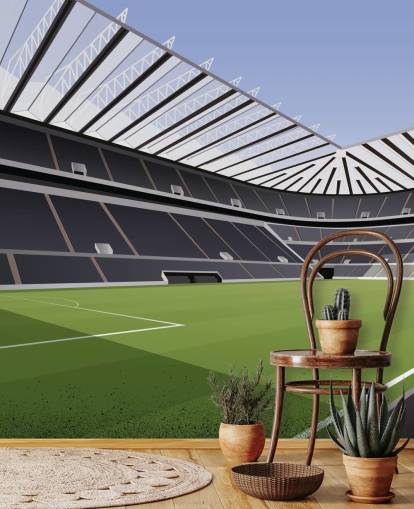 schwarz-grüne Newcastle United-Tapete mit dem Titel St James' Park Football Stadium von Matthew J I Wood Design & Illustration für das Kinderzimmer