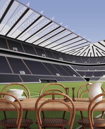 schwarz-grüne Newcastle United-Tapete mit dem Titel St James' Park Football Stadium von Matthew J I Wood Design & Illustration für das Kinderzimmer
