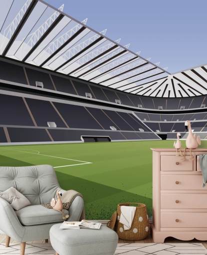 Carta da parati murale nera e verde del Newcastle United chiamata St James' Park Football Stadium di Matthew J I Wood Design & Illustration per la cameretta dei bambini Carta da parati murale nera e verde del Newcastle United chiamata St James' Park Football Stadium di Matthew J I Wood Design & Illustration per la cameretta dei bambini