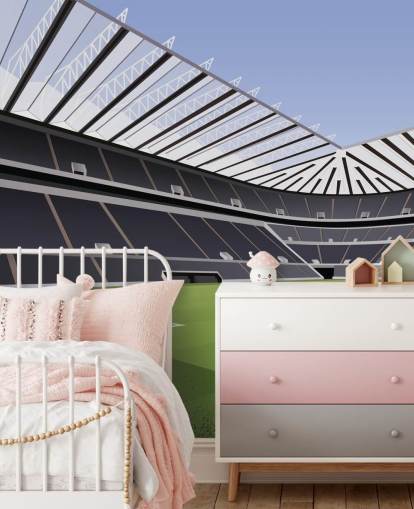 papier peint mural noir et vert de Newcastle United appelé St James' Park Football Stadium par Matthew J I Wood Design & Illustration pour chambre d'enfant