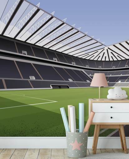 svart og grønt Newcastle United tapetmaleri kalt St James' Park Football Stadium av Matthew J I Wood Design & Illustrasjon for barnas soverom