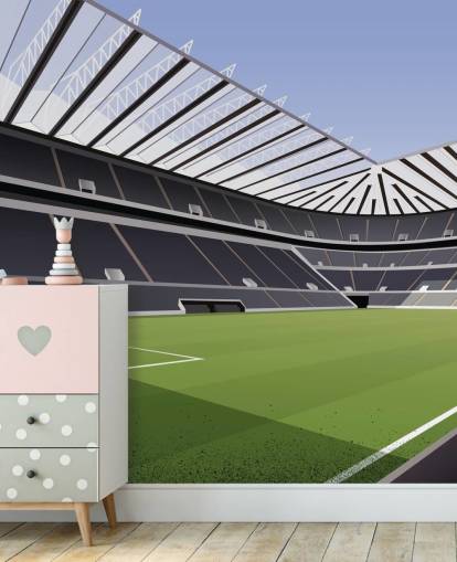 Carta da parati murale nera e verde del Newcastle United chiamata St James' Park Football Stadium di Matthew J I Wood Design & Illustration per la cameretta dei bambini Carta da parati murale nera e verde del Newcastle United chiamata St James' Park Football Stadium di Matthew J I Wood Design & Illustration per la cameretta dei bambini