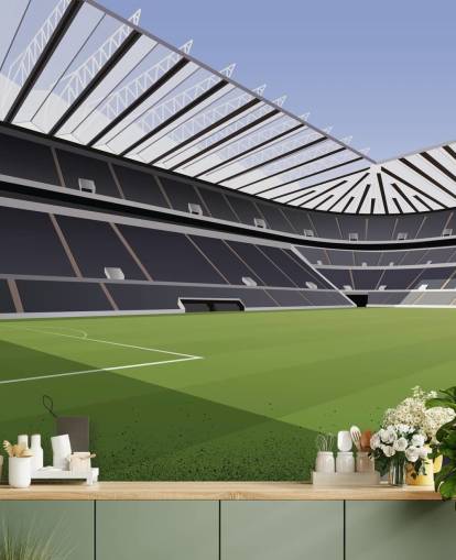 black and green newcastle united wallpaper mural called St James' Park Football Stadium by Matthew J I Wood Design & Illustration for child's bedroom