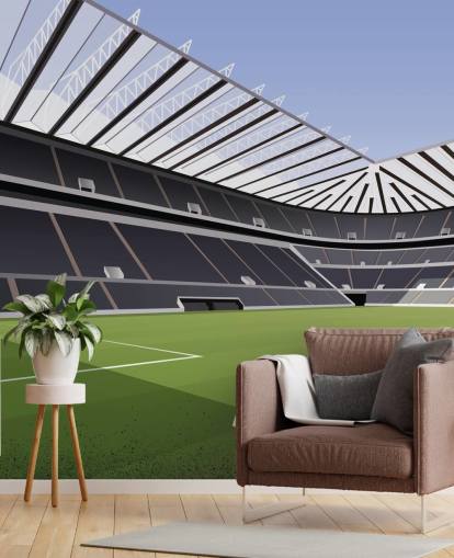 black and green newcastle united wallpaper mural called St James' Park Football Stadium by Matthew J I Wood Design & Illustration for child's bedroom