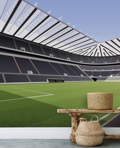 mural de papel pintado negro y verde del Newcastle United llamado St James' Park Football Stadium de Matthew J I Wood Diseño e ilustración para dormitorio infantil